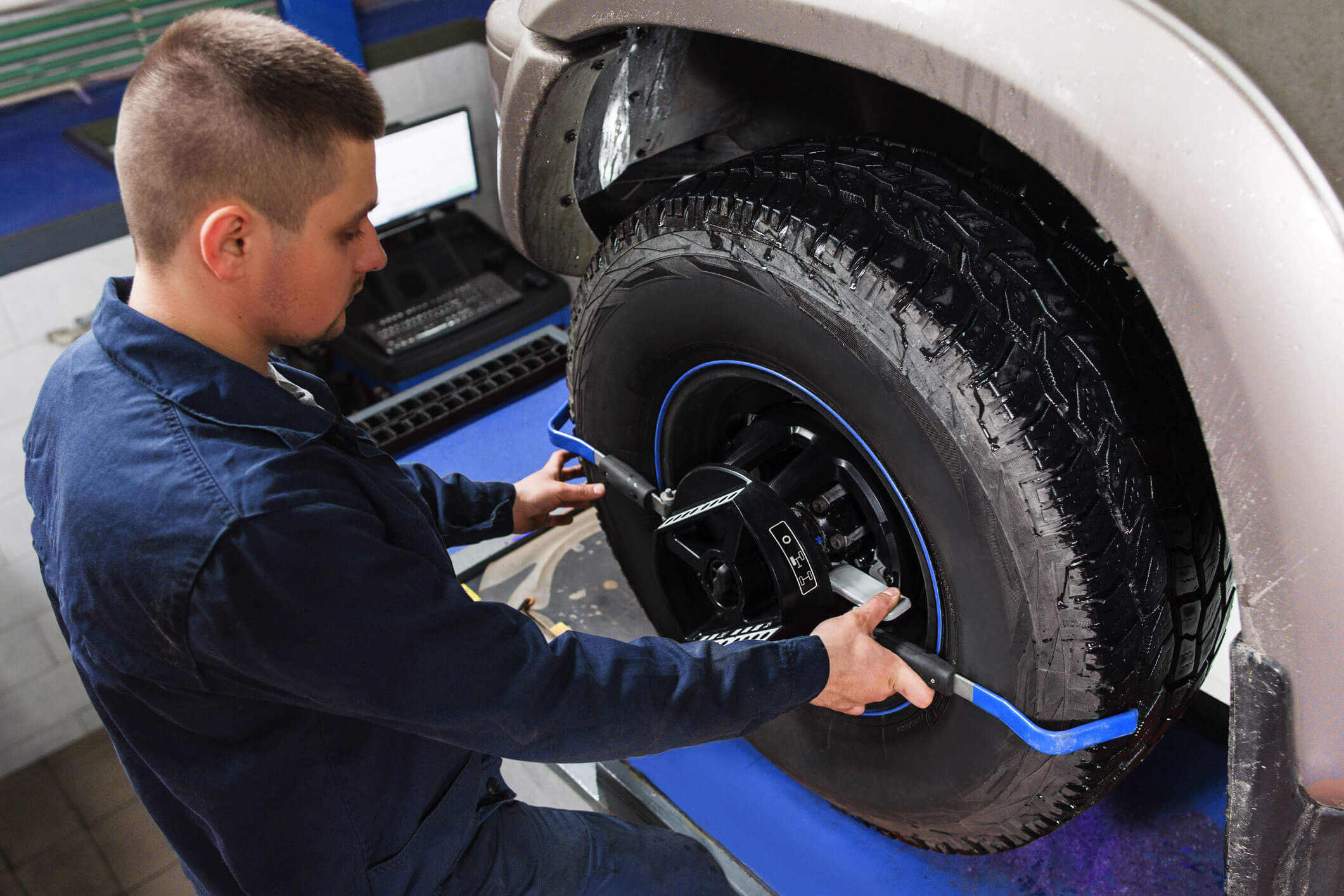 Wheel alignment at garage