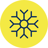 Snowflake Air Conditioning Icon on Yellow Background