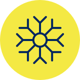 Snowflake Air Conditioning Icon on Yellow Background Snowflake Air Conditioning Icon on Yellow Background