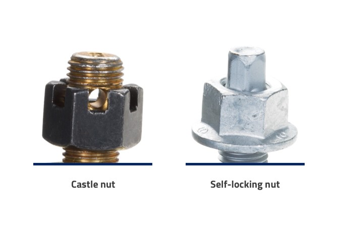Ball joint castle nut, self-locking nut graphic.