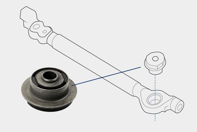 A diagram showing where the K201785 center link bushing is located