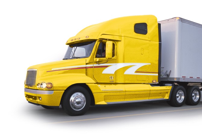 semi-tractor-trailer-yellow-cab Cab of yellow semi truck