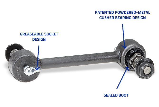 Socket Style Sway Bar Link with Callouts  on each end